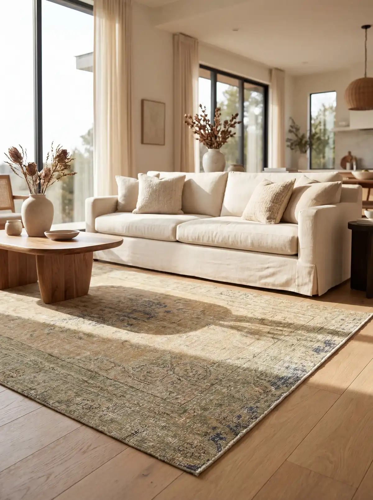 Olive & Gold Heritage Vintage Rug — vintage Turkish rug from the Bisāṭim collection