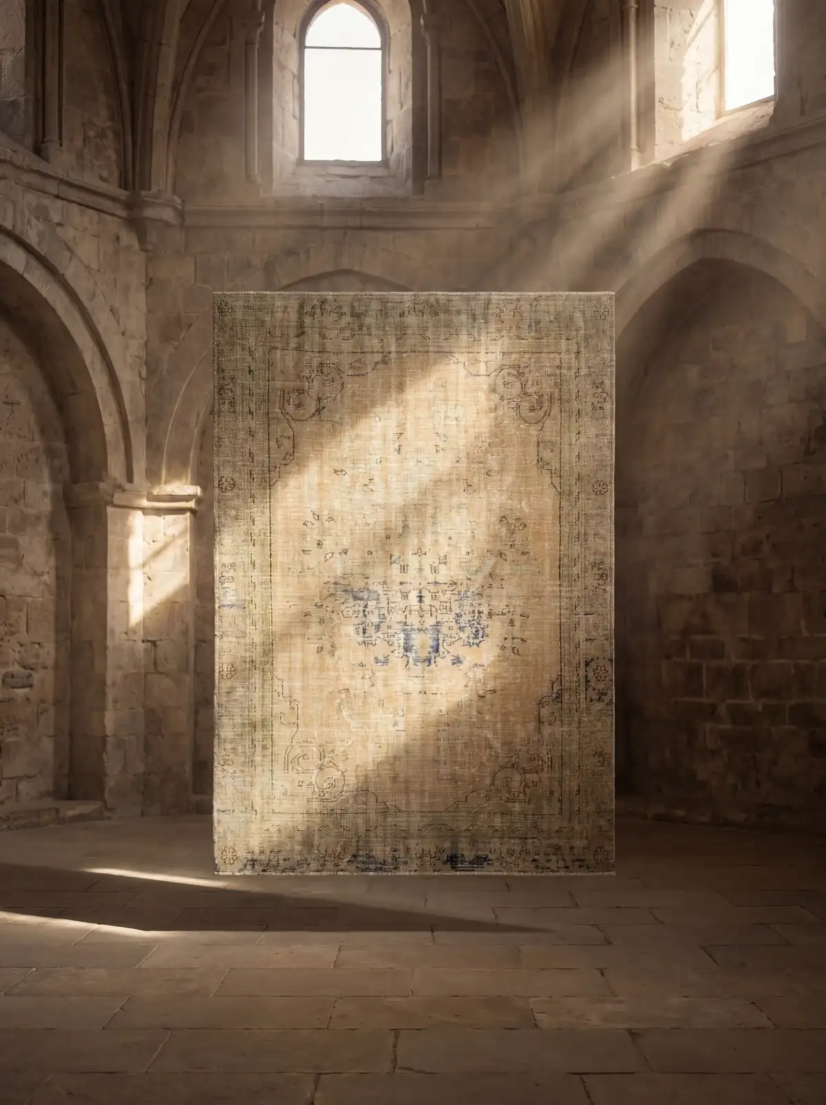Olive & Ochre Heritage Vintage Rug — vintage Turkish rug from the Bisāṭim collection