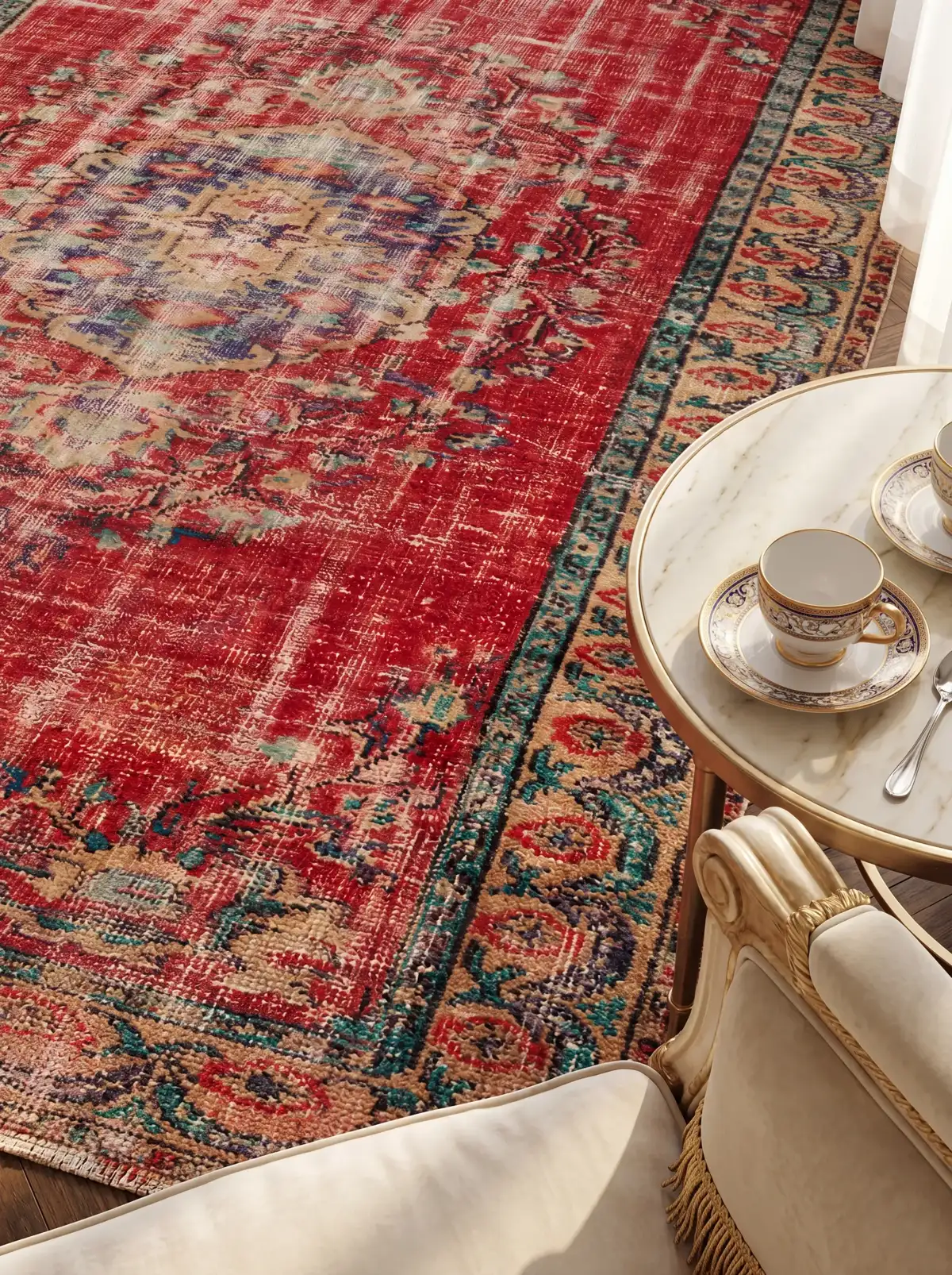 Crimson Blossom Heritage Vintage Rug — vintage Turkish rug from the Bisāṭim collection